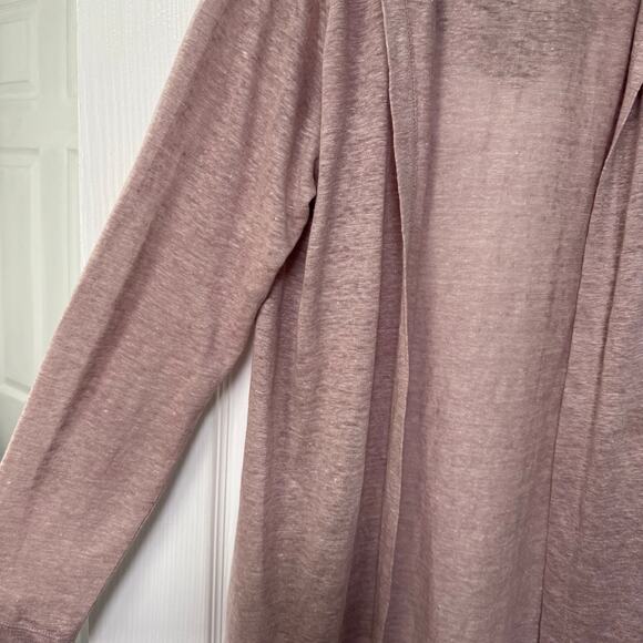 Tahari Women's Mauve100%Linen Hooded Open Front Light Jacket Top Size Large - Picture 4 of 13